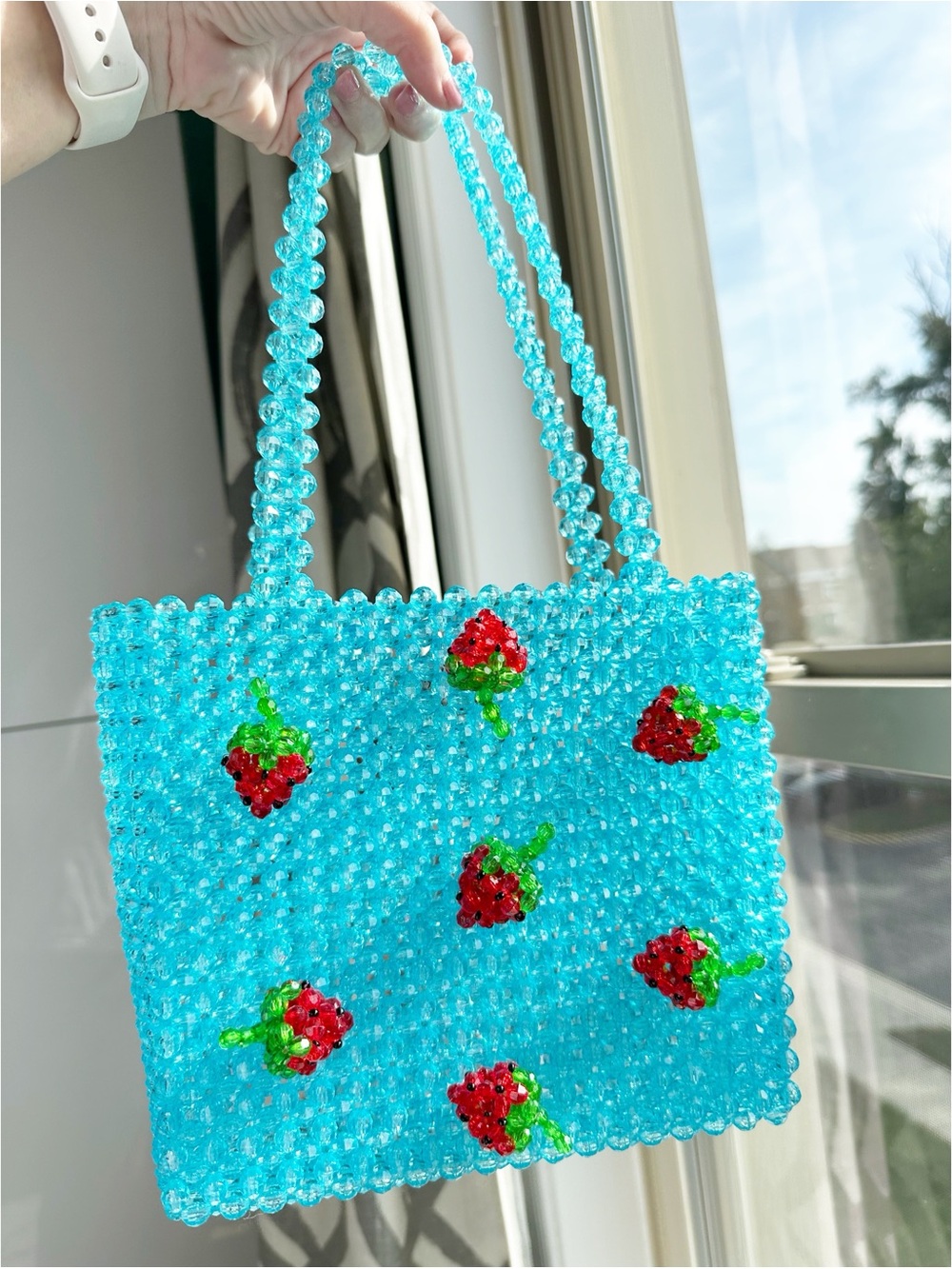 Susan Alexandra Ichigo Strawberry Beaded Bag - Aqua / Blue Rare